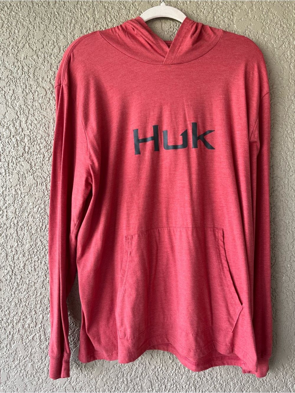 Huk Men’s Red Hooded Performance Long-Sleeve Top